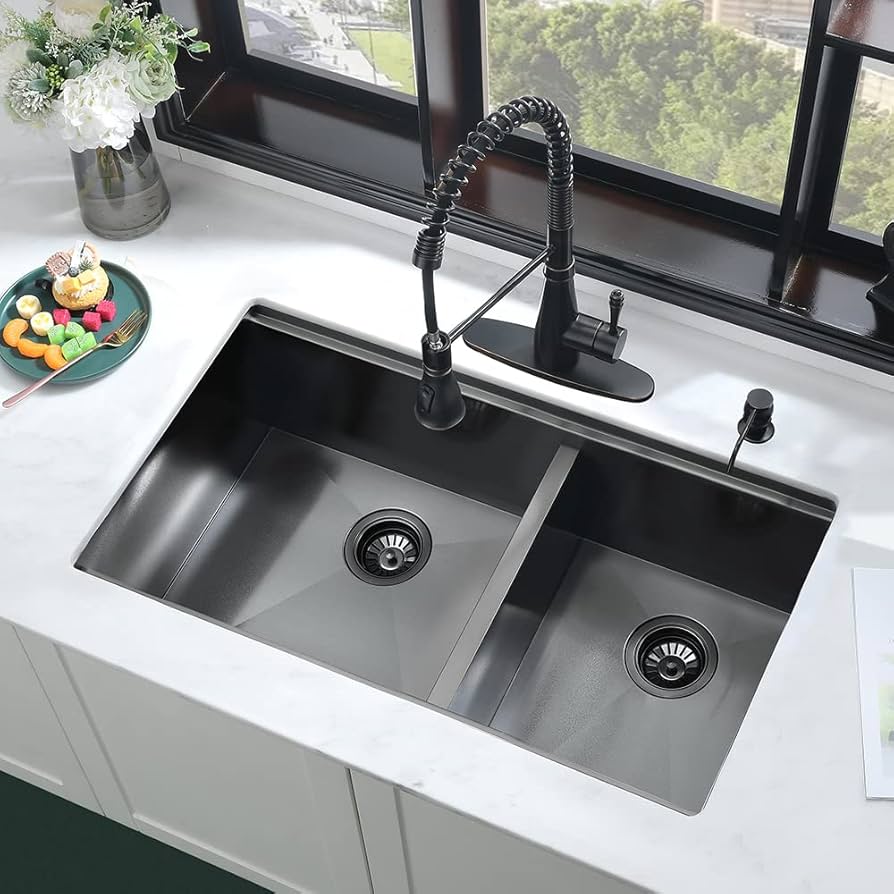 にく28cm EcoChannels Undermount Kitchen Sink, 28 x 19 Inch Sink